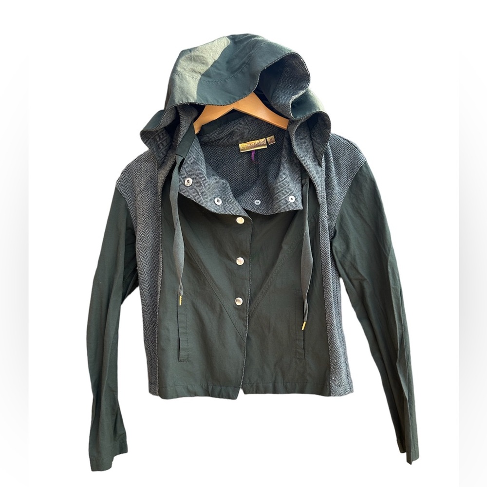 princess vera wang Olive Green Hooded Jacket with Gray Trim